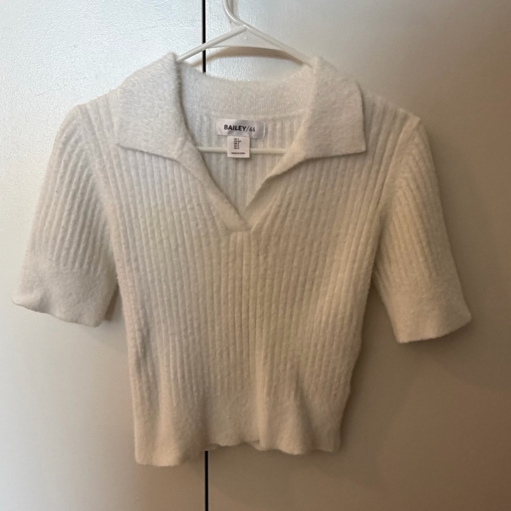 Bailey 44 Soft White Fuzzy Knit Top